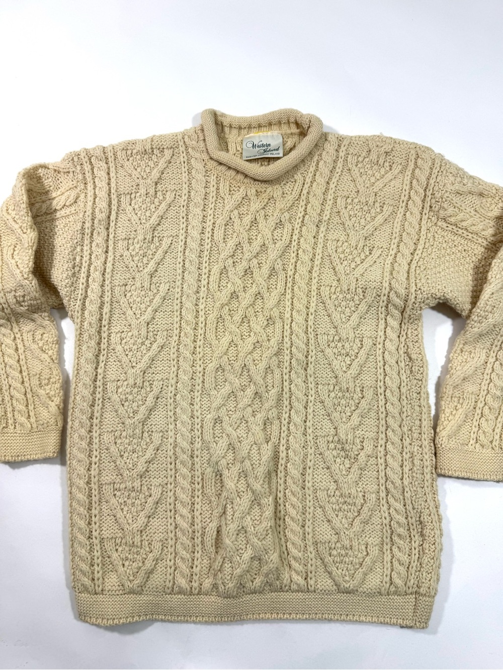 Western Island Sweater Co Cableknit Wool Ivory